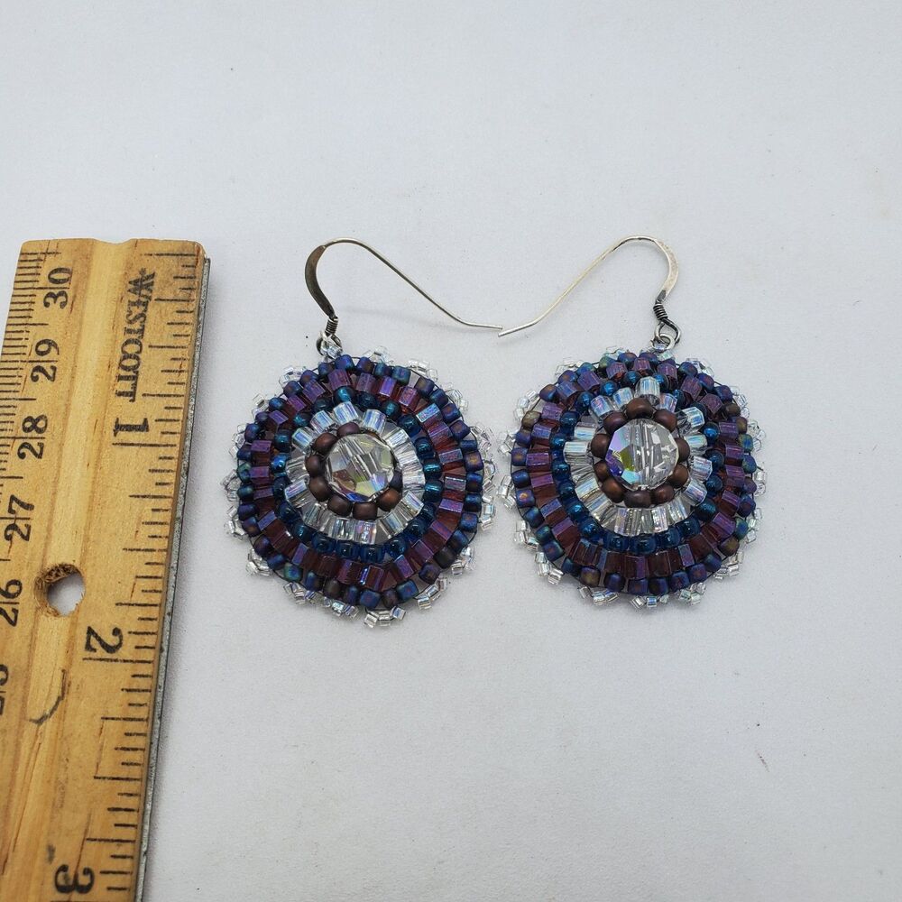 Sterling Silver and Bead Dangle Earrings 925